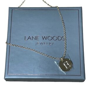 Lane Woods letter E pendant on chain New in Box